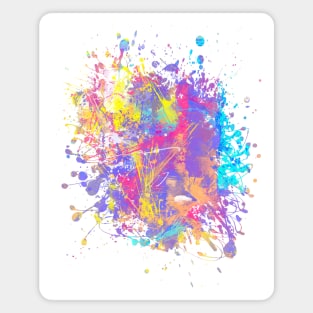 Abstract Vibrant Multicolor Brush Strokes and Splatters 2 Magnet